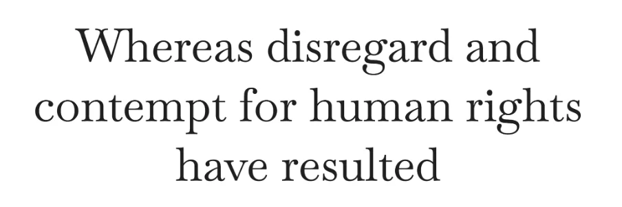 Sample line "Whereas disregard and contempt for human rights have resulted" set in Baskerville, a high-contrast transitional serif