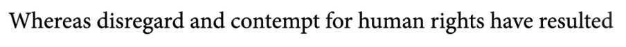 Sample line "Whereas disregard and contempt for human rights have resulted" set in Adobe Minion on a single line
