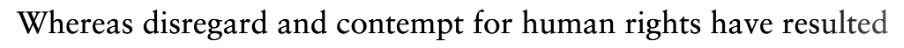 Sample line "Whereas disregard and contempt for human rights have resulted" set in Sabon on a single line