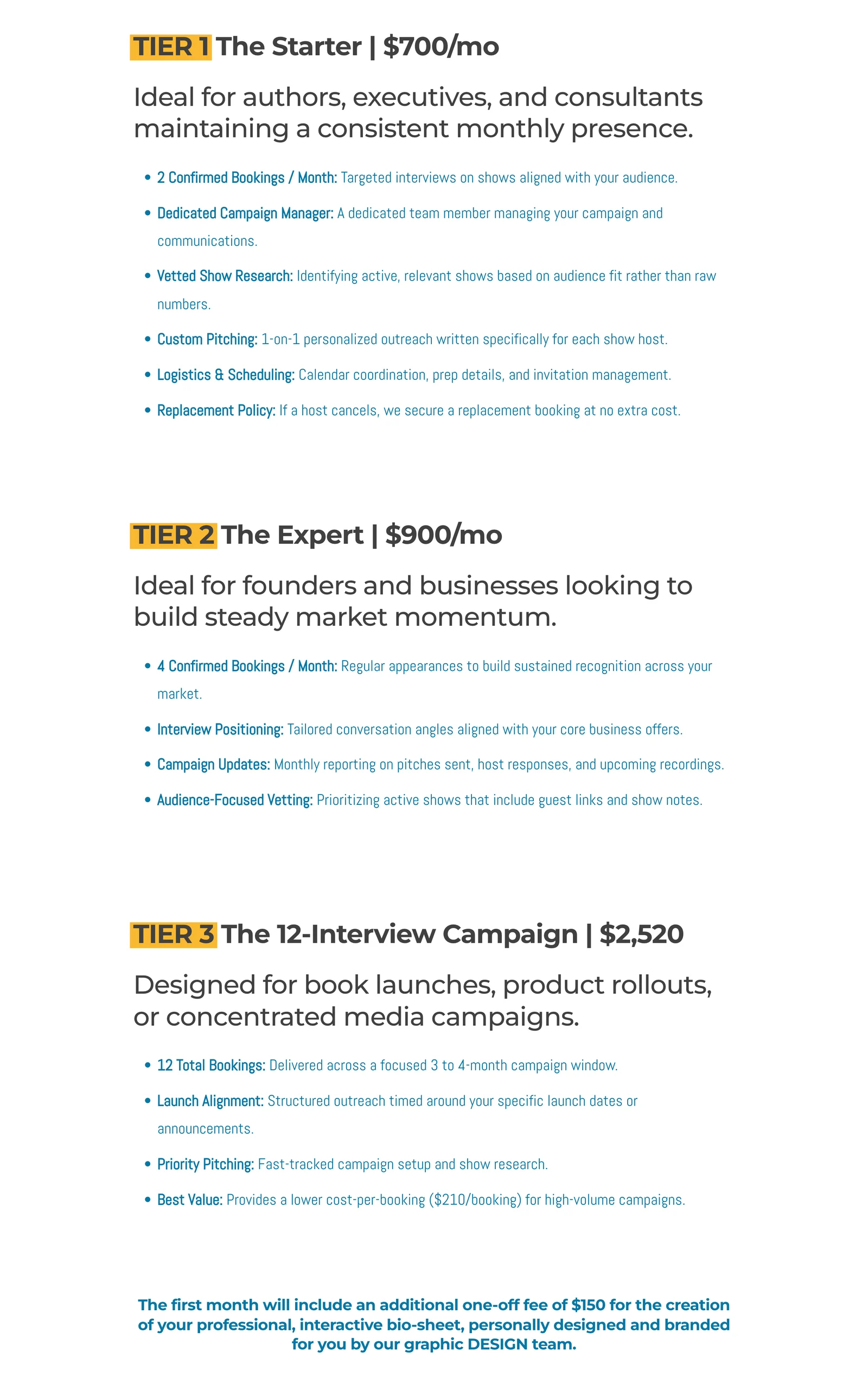 ExpertBookers pricing page: $700 a month for 2 interviews, $900 for 4, $2,520 for 12